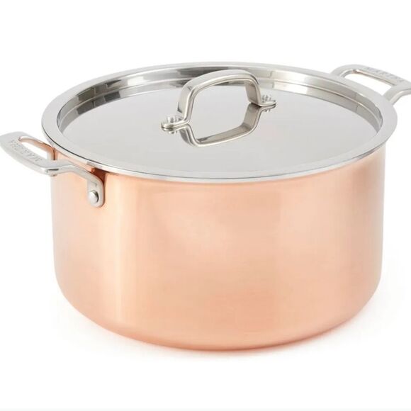 Martha Stewart 8QT Stainless Steel Stockpot w/Lid Copper Exterior/Satin Interior - Picture 1 of 16